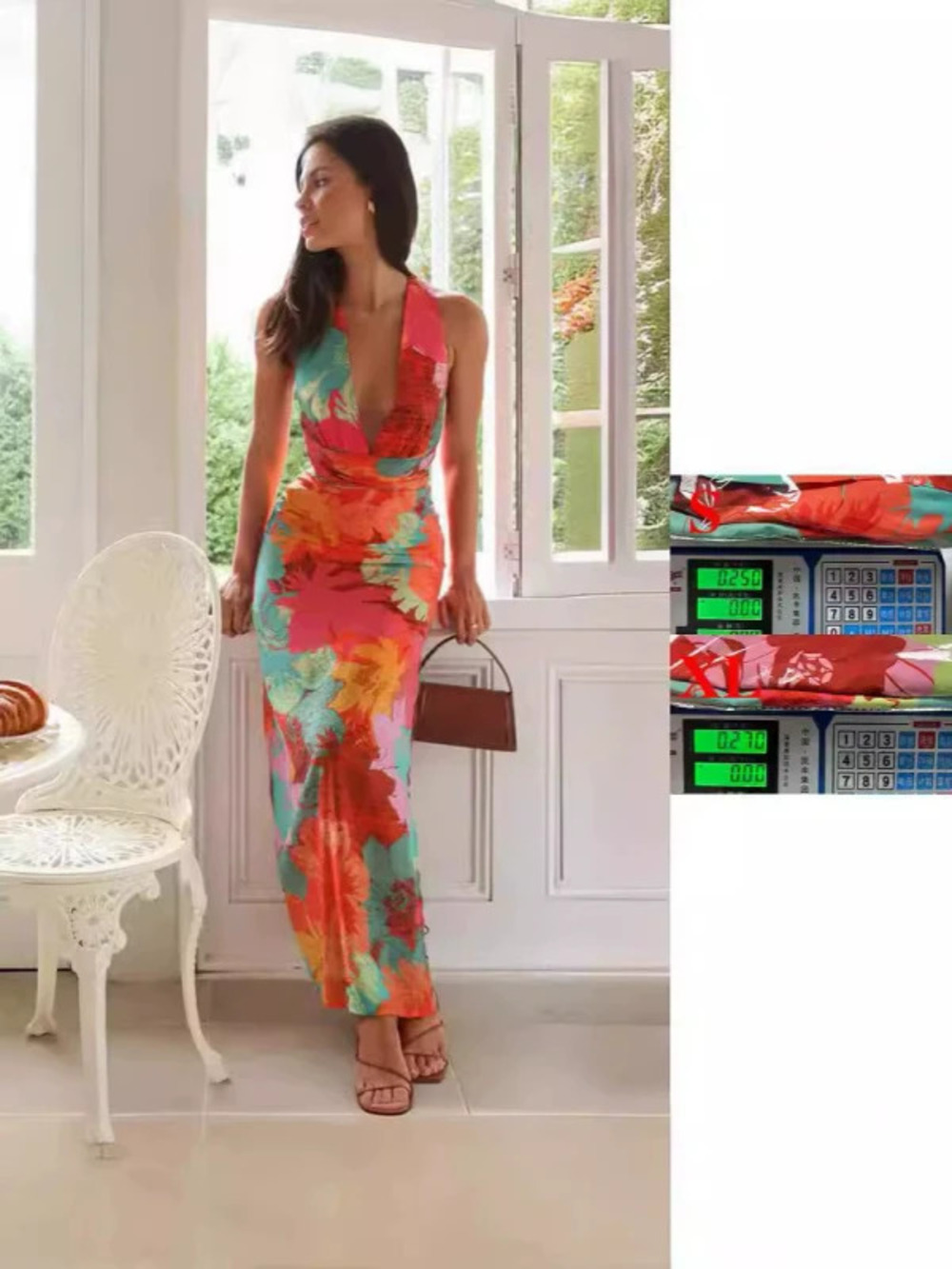 Summer Elegant Casual V Neck Printed Tie Midi Dress